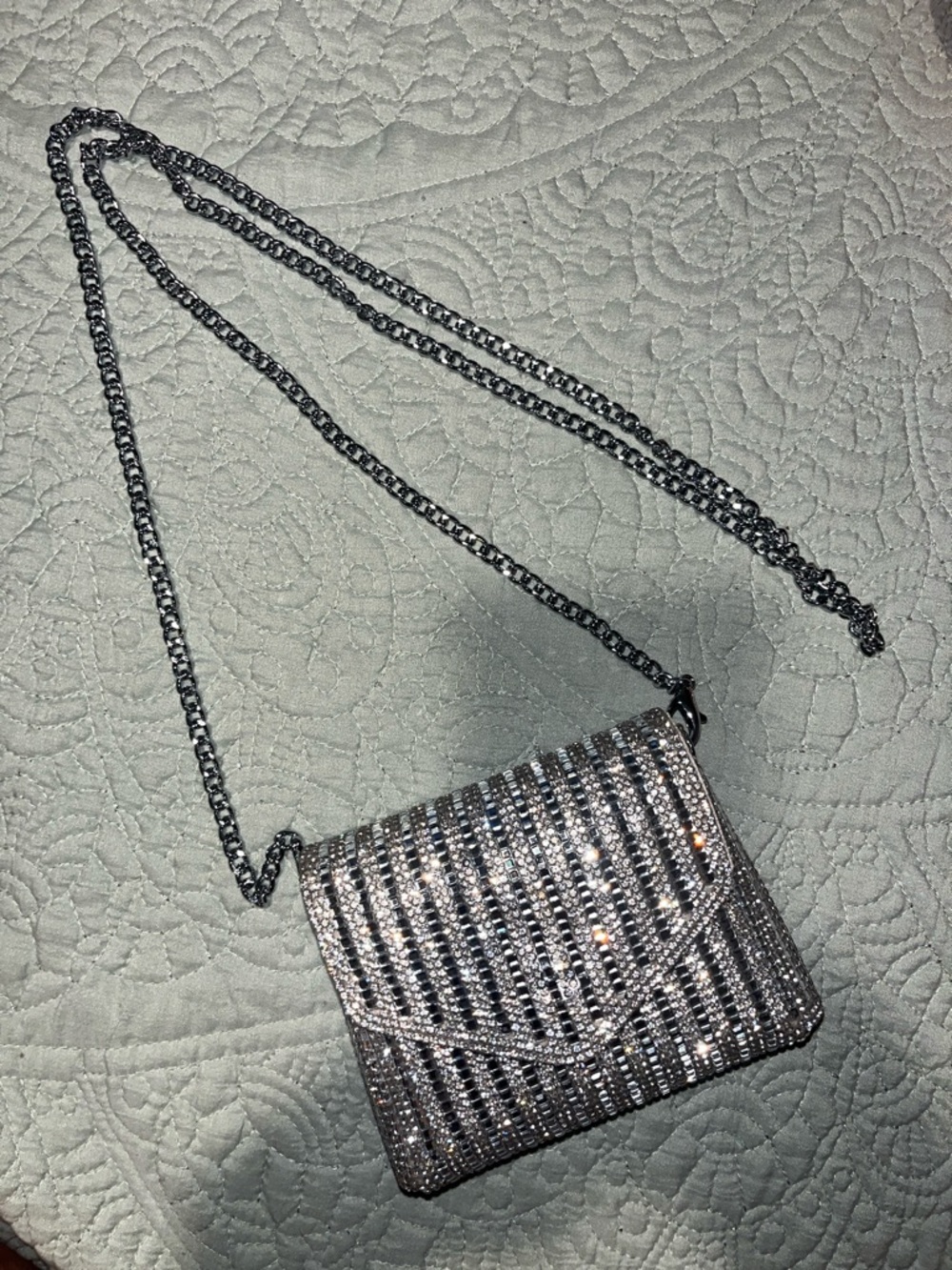 Sparkling Silver Rhinestone Crossbody Bag - Women's Evening Clutch